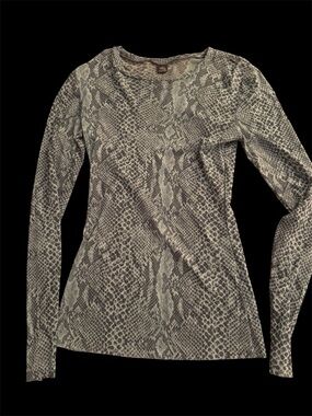 Only Hearts N.Y.C. Snake-Print Long Sleeve Top in Gray and Cream